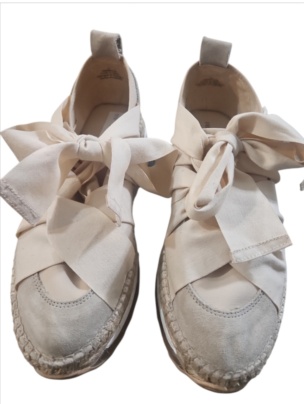 Free People Chapmin Espadrille Sneaker Ivory Ribbon Lace Platform Shoe Sz 7 - Picture 5 of 14